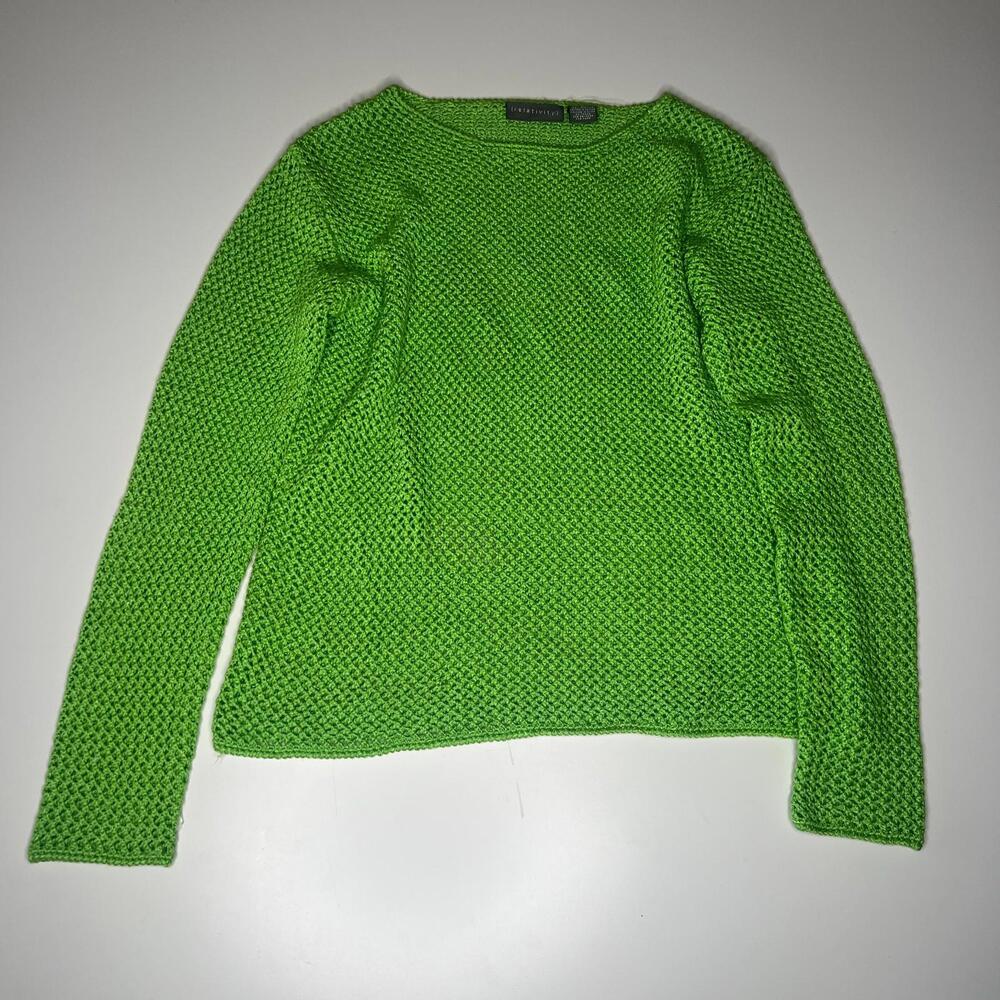Relativity Women’s Green Mesh Knit Sweater Size S – Lightweight Long Sleeve Mesh